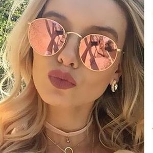 Women's Pink Round Retro Style Sunglasses